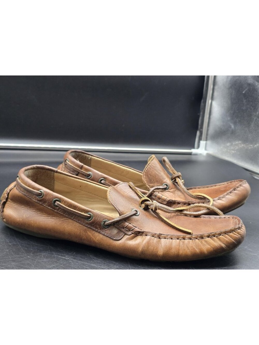 Crevo Kroozer Driving Moc Shoes Mens Size 9 Brown Leather Casual Comfort Loafers